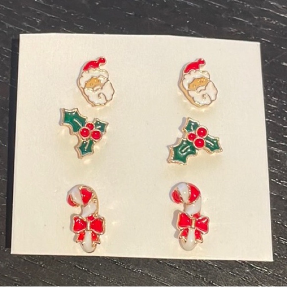 3 pairs of christmas fashion stud earrings